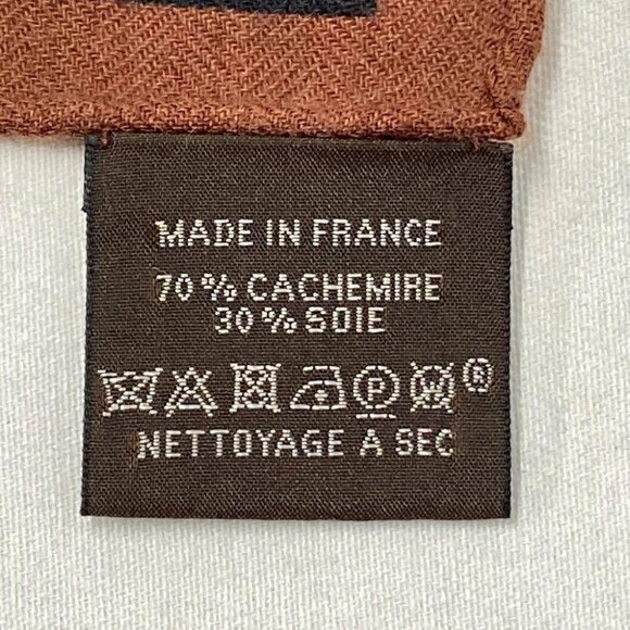 HERMES Carre Geant, Carres 140 - Dark Brown Cream Multi Cashmere Silk Scarf - Picture 5 of 7